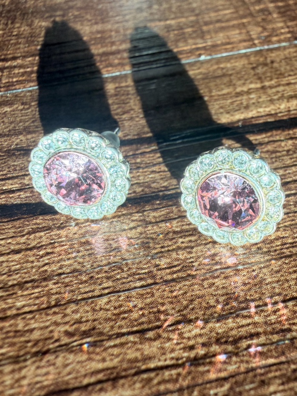 Kate Spade Pink Halo Stud Earrings Silver Tone 1/2”